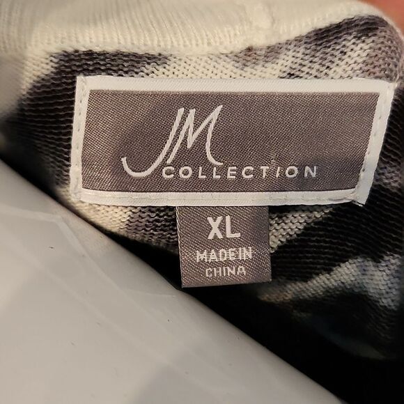 JM Collection Zebra Print Embellished Open-faced Cardigan - Picture 5 of 8